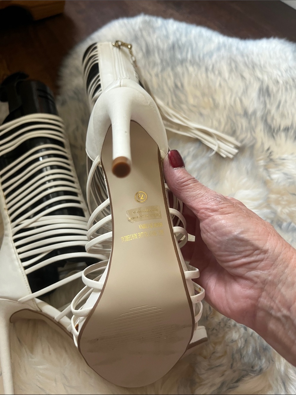 Sheikh White Strappy Heeled Knee-High Boots - Women's - Picture 5 of 5